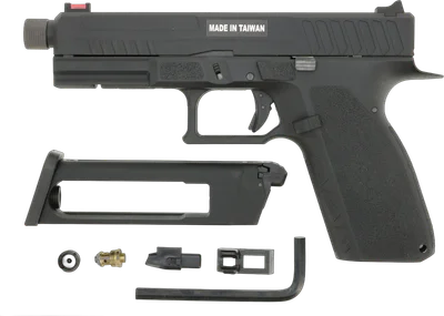 KJW KP-13 "PRO" GBB, CO2 Version, mit Begadi Stainless Efficiency Ventil, CNC Alu Pistonhead, Koffer & Maintenance Kit -schwarz- (frei ab 18 J.)