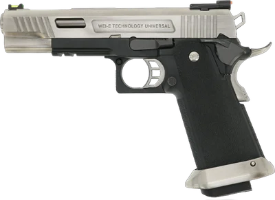 WE HiCapa Force GBB -schwarz / silber- inkl. Reddot Mount "Upgrade Version" mit Begadi Stainless Efficiency Ventil, CNC Alu Pistonhead, Koffer & Maintenance Kit (frei ab 18 J.)