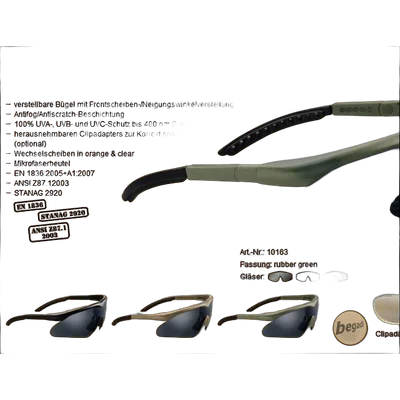 Swiss Eye Schutzbrille -Raptor- Set, Fassung "rubber green", mit 3 Gläsern [10163]