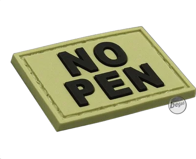 3D Abzeichen "NO PEN" aus Hartgummi, mit Klett