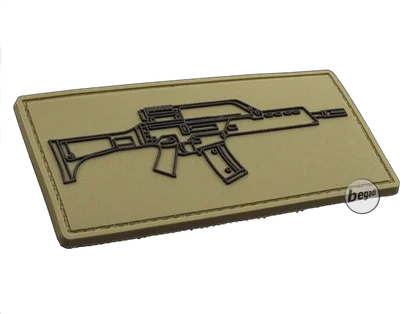BEGADI 3D Abzeichen "HW60K" aus Hartgummi, mit Klett - TAN