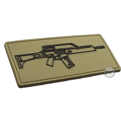 BEGADI 3D Abzeichen "HW60K" aus Hartgummi, mit Klett - TAN