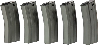 Specna Arms Set of 5 Mid-Cap magazines holding 120 BBs for M4/M16 replicas – grey