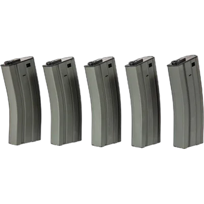 Specna Arms Set of 5 Mid-Cap magazines holding 120 BBs for M4/M16 replicas – grey