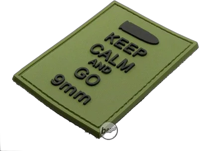 3D Abzeichen "Go 9mm", aus Hartgummi, mit Klett - olive