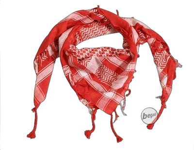 PLO Tuch / Shemagh / Kufiya, mit Fransen, 110x110cm (100% Baumwolle) - rot/weiss