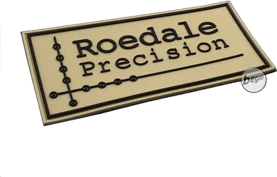 3D Abzeichen "ROEDALE" aus Hartgummi, mit Klett - TAN