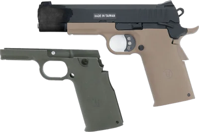 KJW KP-08 GBB, TAN, Gas Version (funktional !) + olive Griffstück separat (frei ab 18 J.)