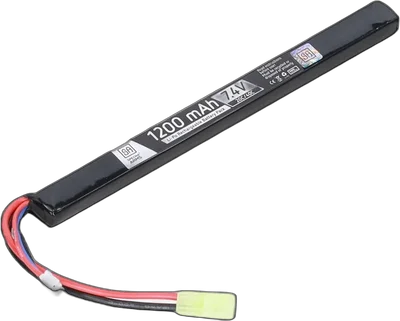 7.4V 1200 mAh 20/40C LiPo battery under the cover of the Tamiya mini AK replica