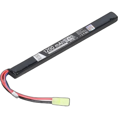 Specna Arms 7.4V 1200 mAh 20/40C LiPo battery under the cover of the Tamiya mini AK replica