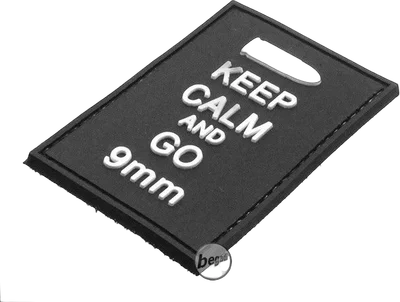 3D Abzeichen "Go 9mm", aus Hartgummi, mit Klett - schwarz