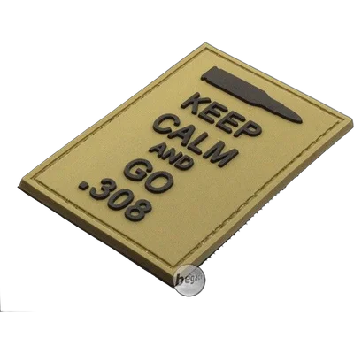 BE-X 3D Abzeichen "Go .308", aus Hartgummi, mit Klett - TAN