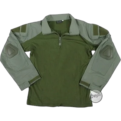 BEGADI Basics Combat Shirt / UBACS, 2 Taschen, inklusive Ellbogen Protektoren (65% Baumwolle CVC) - Alpha Green