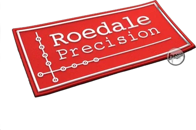 3D Abzeichen "ROEDALE" aus Hartgummi, mit Klett - rot