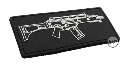 3D Abzeichen "HW60C" aus Hartgummi, mit Klett - schwarz