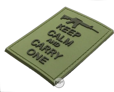 3D Abzeichen "Carry an M4", aus Hartgummi, mit Klett - olive