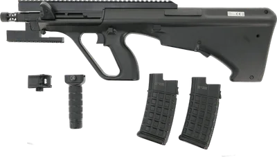 Jing Gong JG S77 A3 XS Commando "Begadi Upgrade" S-AEG mit Nylon Schaft, Mamba Motor, Pro HopUp und Begadi CORE EFCS / Mosfet -schwarz- mit Tuninglauf (frei ab 18 J.)