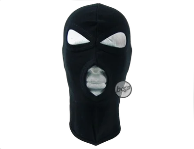 Balaclava, 3-Loch, dünn, schwarz, 100 % Baumwolle