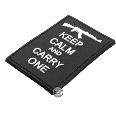 BE-X 3D Abzeichen "Carry an AK", aus Hartgummi, mit Klett - schwarz